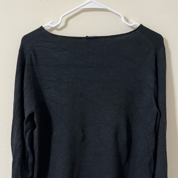Eileen Fisher Black Silk Blend V-Neck Long Sleeve Blouse Size Medium - Picture 8 of 10